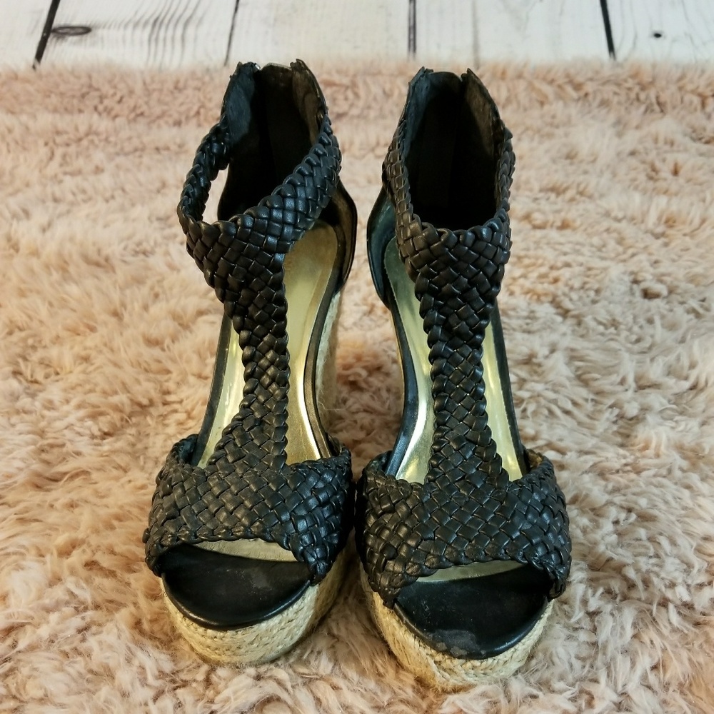 Nine West Black Espadrille Wedges Size 7